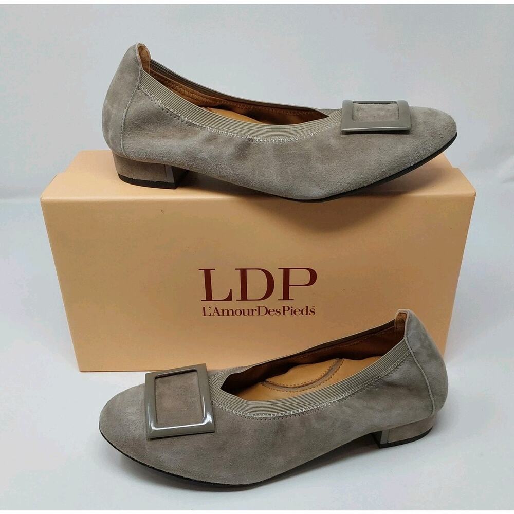 L’Amour Des Pieds Florella Taupe Kidsuede Flats Women’s Size 8M Leather Comfort